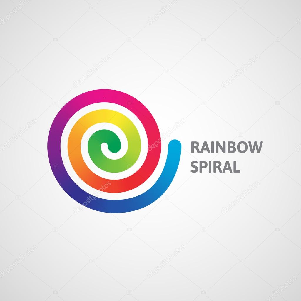 Spectrum spiral logo. Abstract rainbow dynamic vector illustration