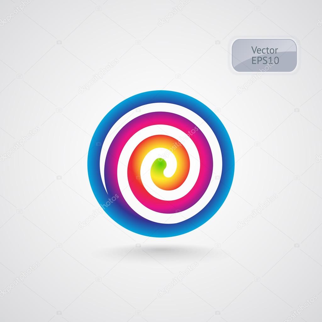 Lollipop spectrum spiral logo. Rainbow circle vector sign