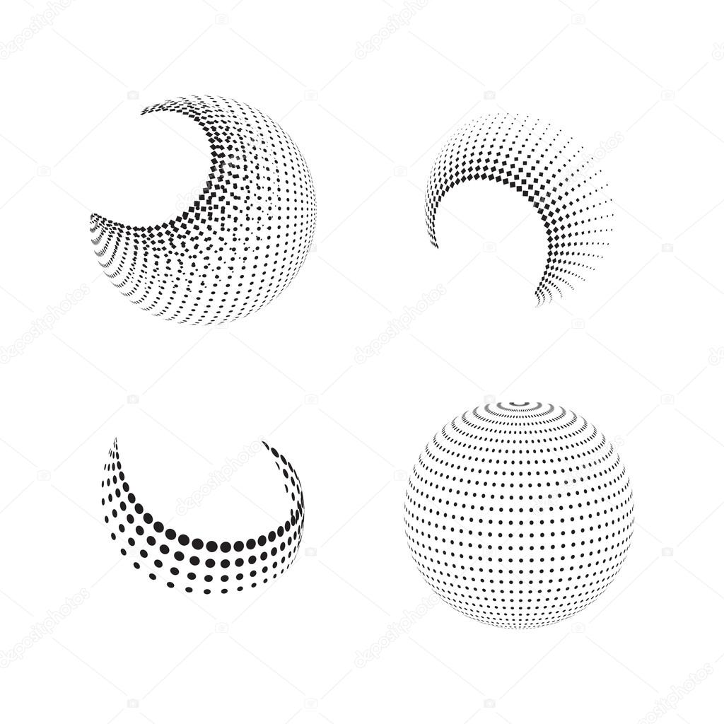 Dotted spheres logo concept. 