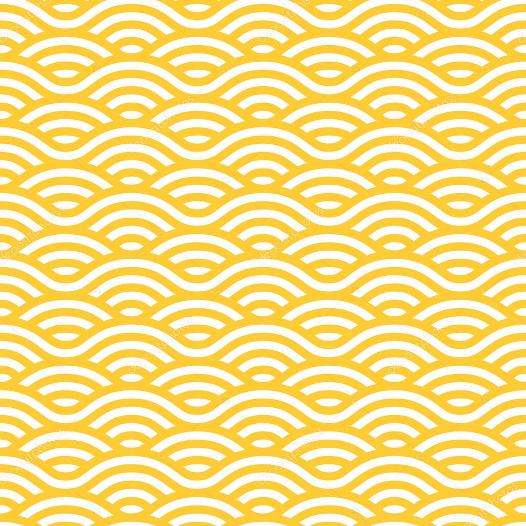 Yellow and white waves seamless pattern. 