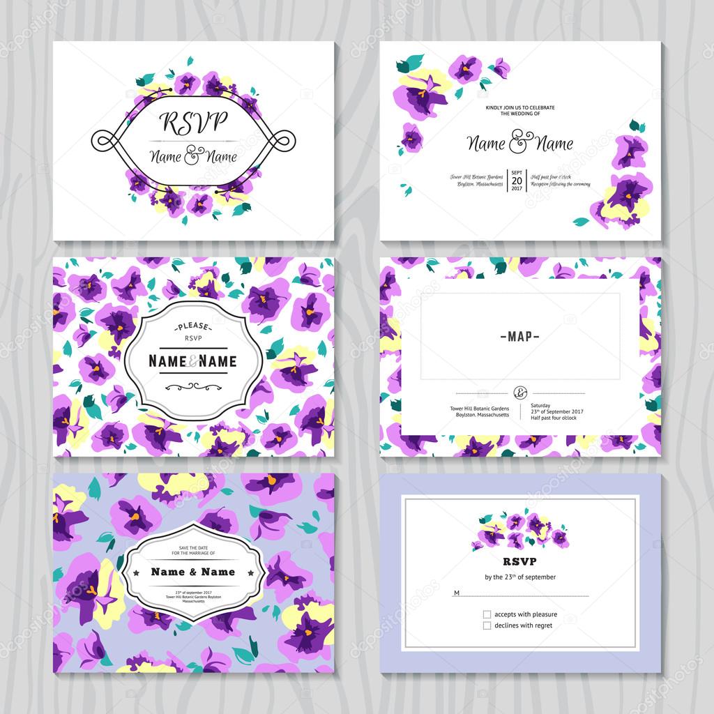 Set of Wedding Invitation Templates Cards