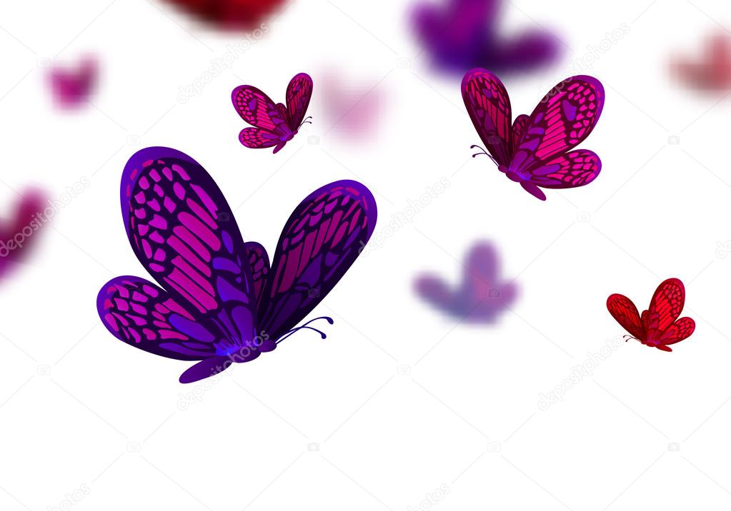 Abstract Vector Background with Flying Butterflies