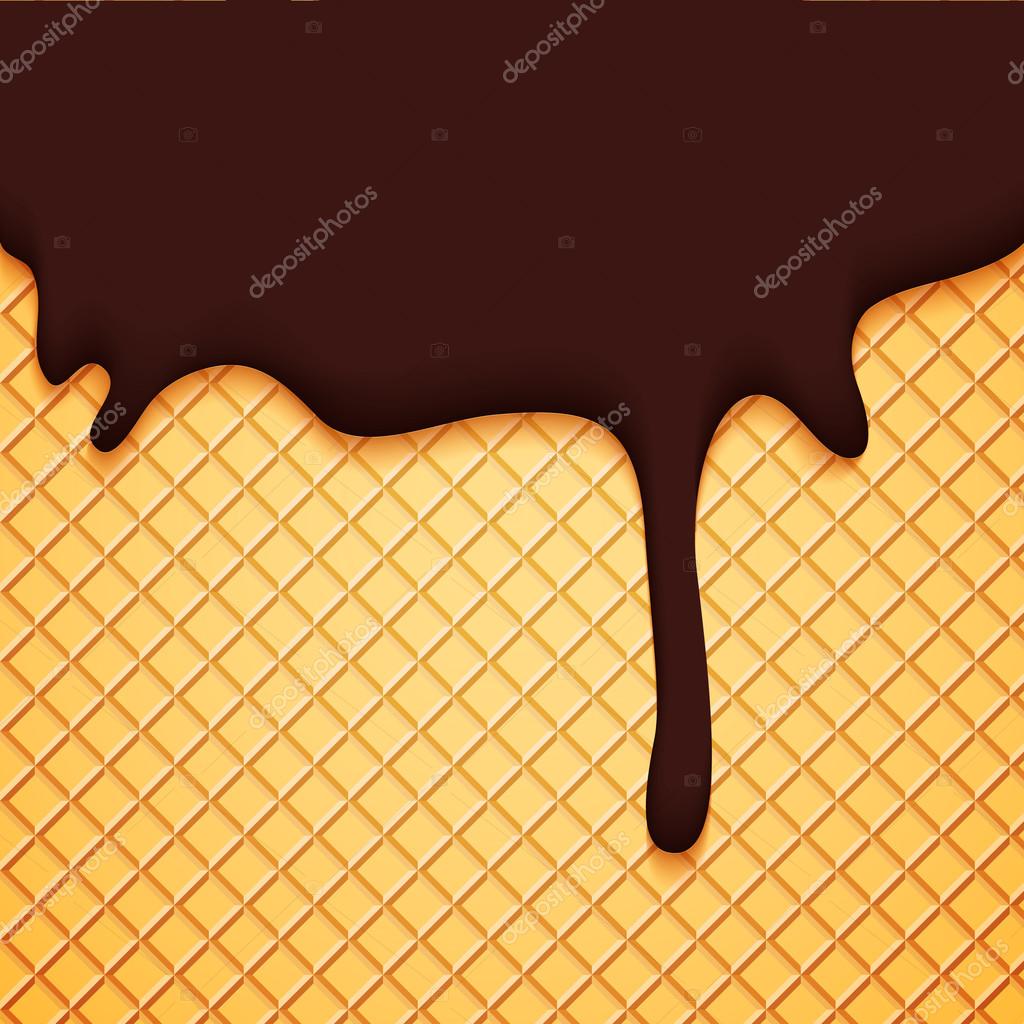 Abstract Vector Cover with Chocolate Ice Cream Glaze and Wafer. Delicious Food Background
