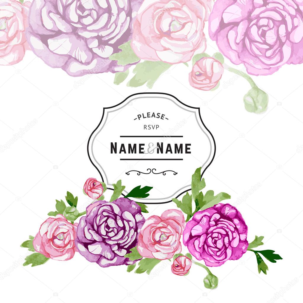 Greeting Card with Roses and Peonies
