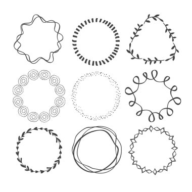 Set of Circle Scribble Frames. clipart