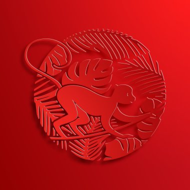 Vector Traditional Chinese Monkey Paper Cutting clipart
