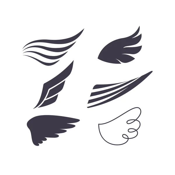 Vector Set of Bird Wings Silhouettes — Stock vektor