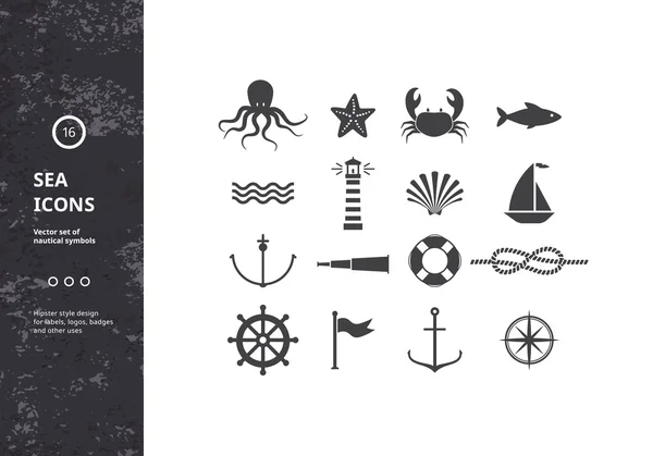 Vector Set of Nautical Icons. — Stock Vector