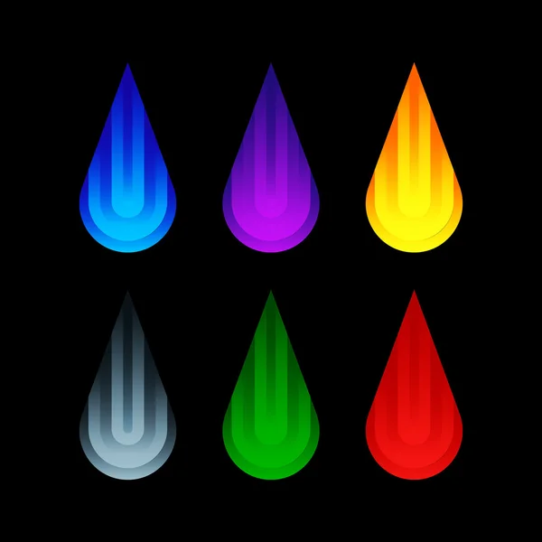 Conjunto de aislado colorido decorativo gotas de agua iconos — Vector de stock