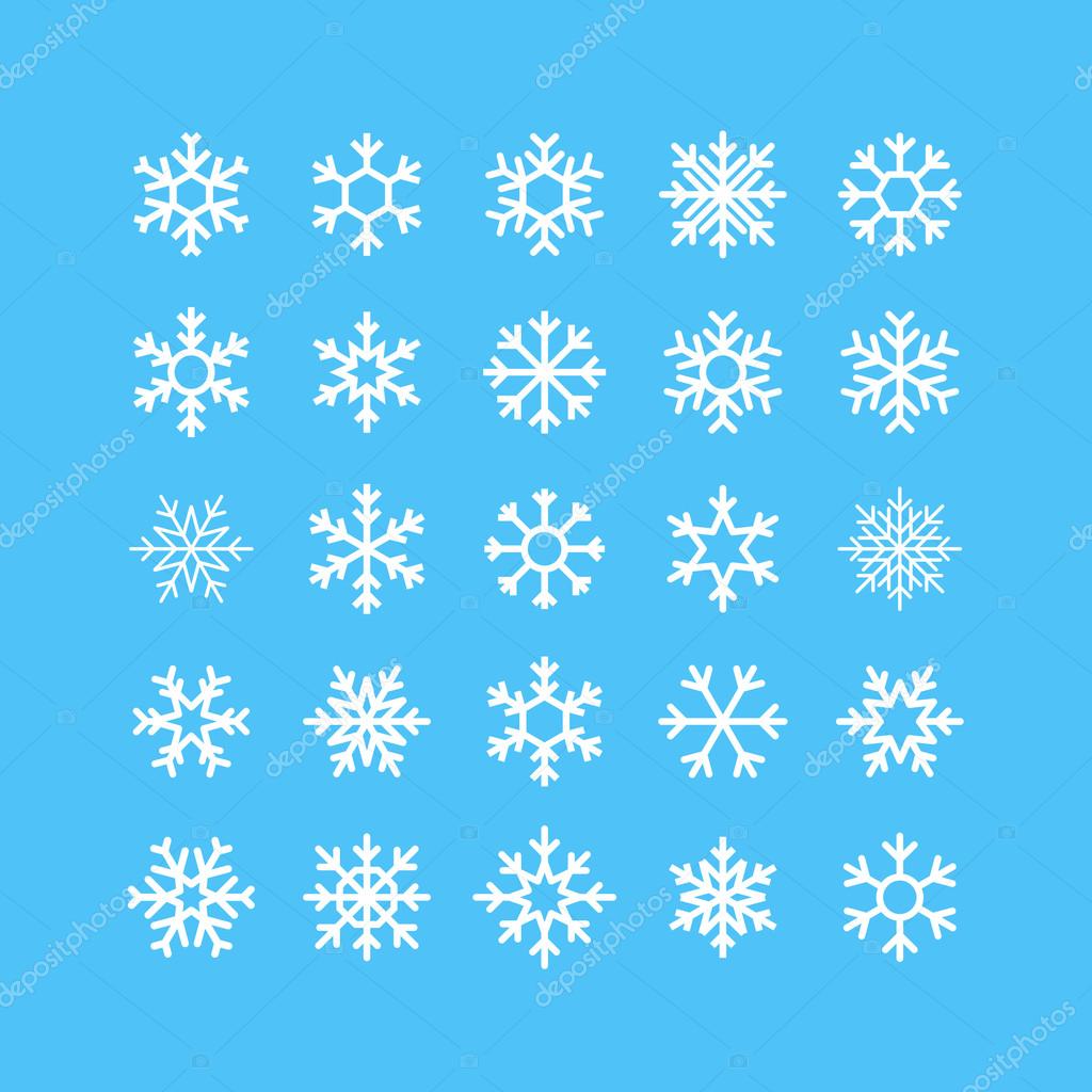 Snowflakes Vector Icons Set. Winter Seasonal Symbol Concept. Fridge Logo Element Graphic