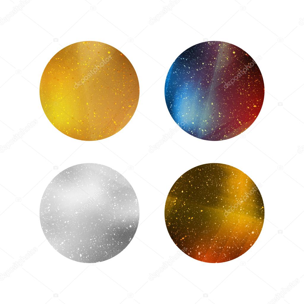 Colorful Shiny Isolated Circles. Silver, Gold and Colorful Metallic Backgrounds for Labels, Logos, Tags and Badges