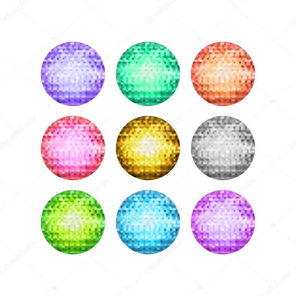 Set of the Colorful Textured Bubbles Isolated on White Background. Vector Elements for Your Design