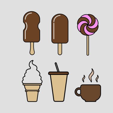 Düz tatlı Icons set
