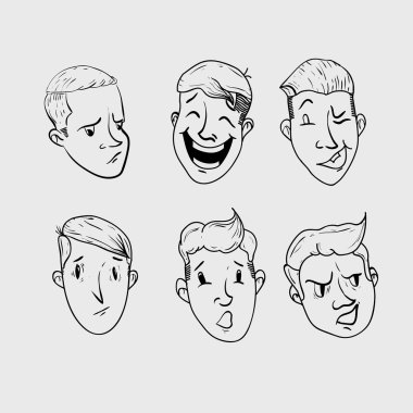 Retro genç çocuklar çizgi film seti