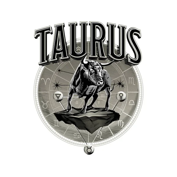 Astrolojik vektör - El çizimi güzel bir Zodiac Taurus çizimi. Görüntü izole edildi. Etnik tasarım, kullanım için mistik burç sembolü. Dövme sanatı, astroloji ve ezoterik için ideal 