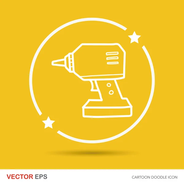 Taladro eléctrico doodle color — Vector de stock