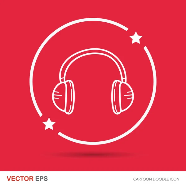 Headphone doodle vector illustration — Stock Vector