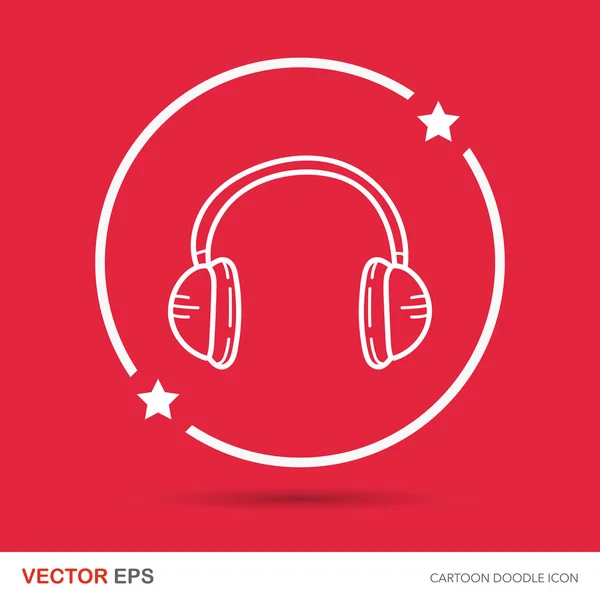 Auriculares doodle vector ilustración — Vector de stock