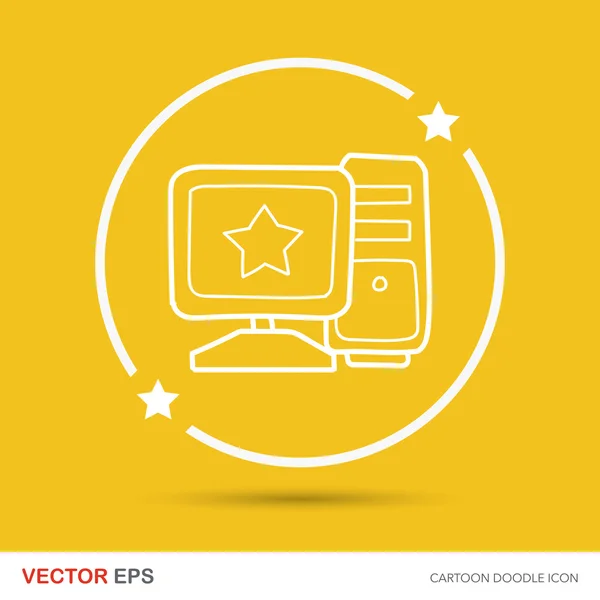 Ilustración vectorial doodle ordenador — Vector de stock