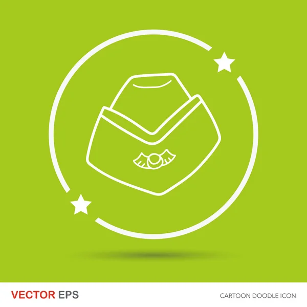 Asistente de vuelo sombrero doodle vector ilustración — Vector de stock