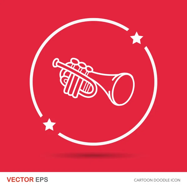 Musical instrument trumpet doodle vector illustration — Stock Vector