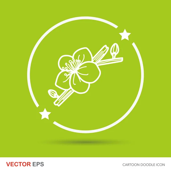 Ciruela flor garabato vector ilustración — Vector de stock