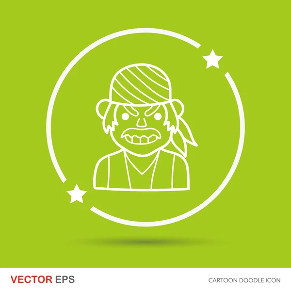 Pirata doodle vector ilustración — Vector de stock