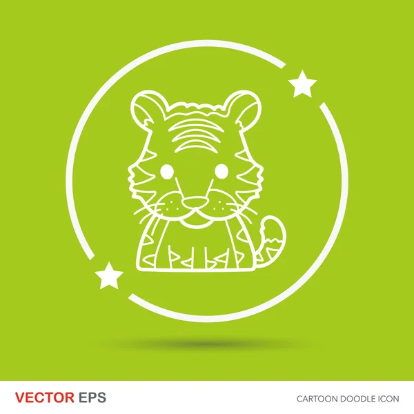 Chinesische Tierkreis Tiger Doodle Vektor Illustration — Stockvektor