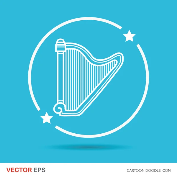 Instrumento musical Harp doodle vector ilustración — Vector de stock