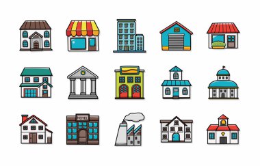 Renkli simgeler kümesi, eps10 bina