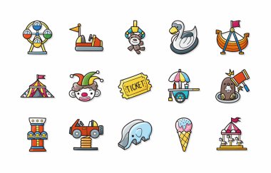 Amusement park icons set,eps10 clipart