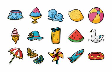 Yaz ve plaj simgeler kümesi, eps10