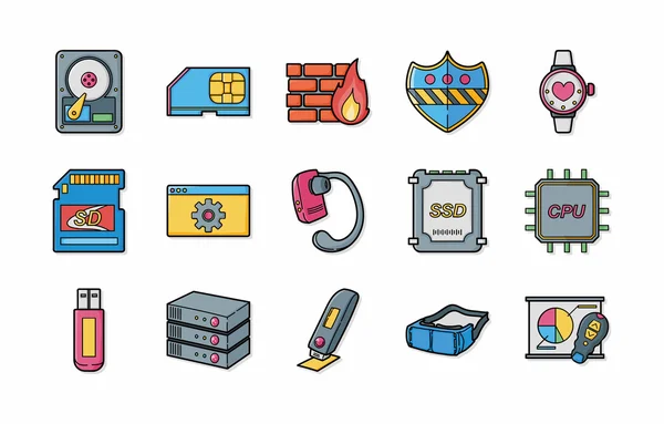 Technology and network icons set,eps10 — Stock Photo, Image