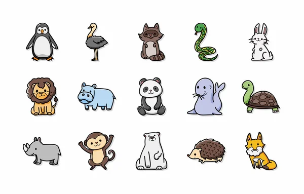 Roliga djur ikoner set, eps10 — Stockfoto