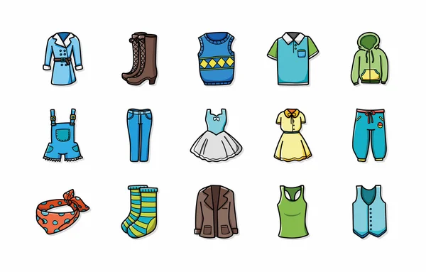 Nošení a oblečení ikony set, eps10 — Stock fotografie