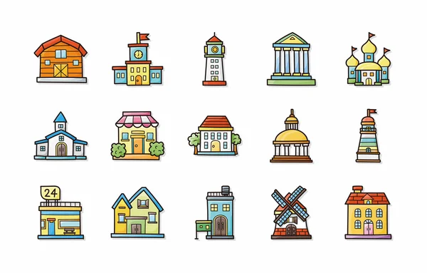 Set di icone colorate per edifici, eps10 — Foto Stock