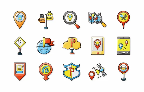 Läge och navigering ikoner set, eps10 — Stockfoto