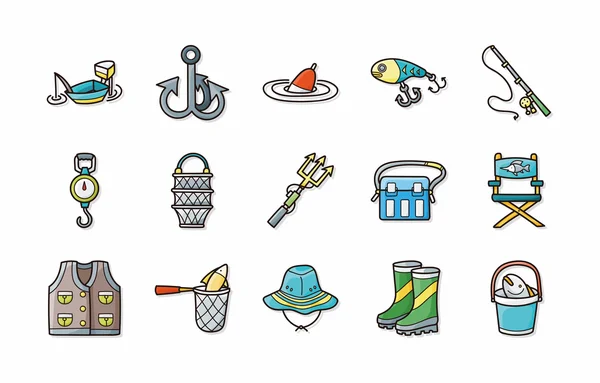 Rybářské ikony set, eps10 — Stock fotografie