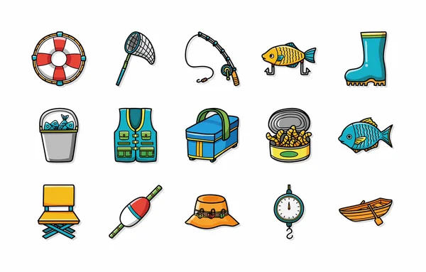 Fishing icons set, eps10 — стоковое фото