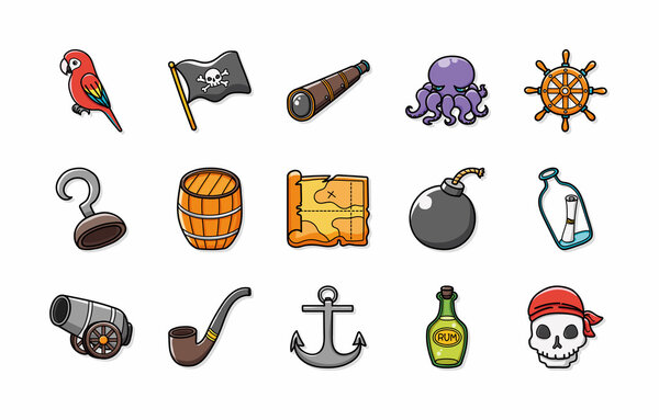 Pirate icons set, eps10
