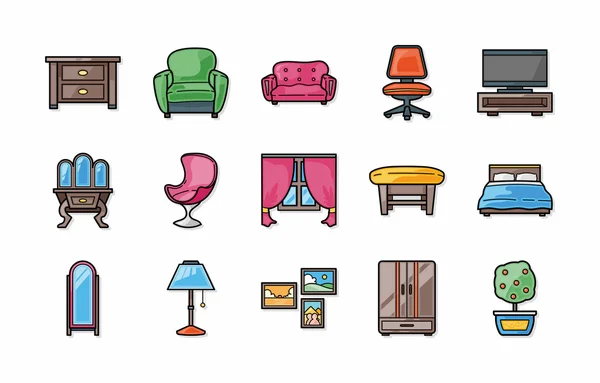 Набір іконок для домашніх меблів,eps10 — стокове фото