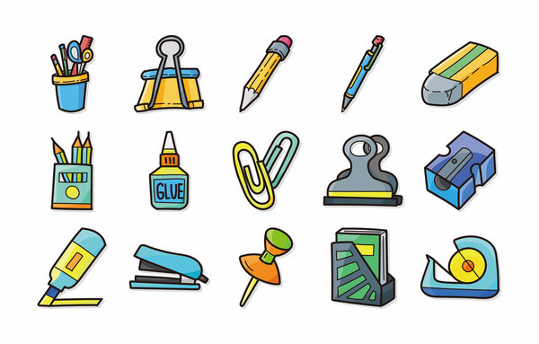 Stationery and drawing icons set,eps10
