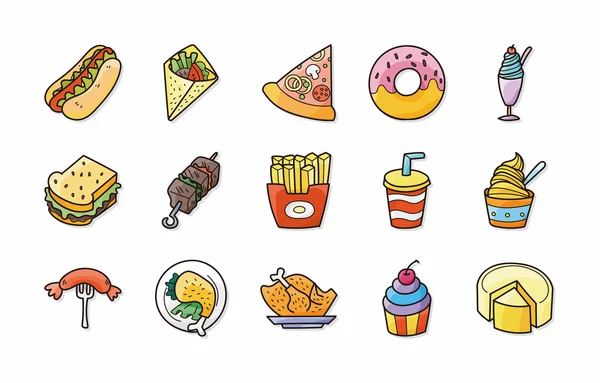 Conjunto de iconos de alimentos y bebidas, eps10 — Foto de Stock