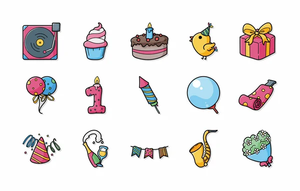 Birthday and celebrate icons set, eps10 — стоковое фото