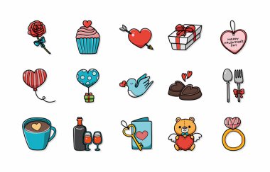 Sevgililer günü ve sevgi simgeler kümesi, eps10