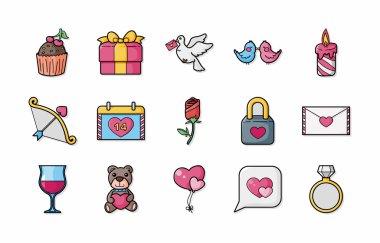 Sevgililer günü ve sevgi simgeler kümesi, eps10