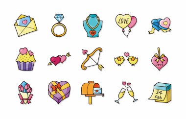 Sevgililer günü ve sevgi simgeler kümesi, eps10