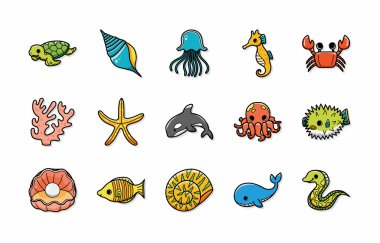 Okyanus ve deniz simgeler kümesi, eps10