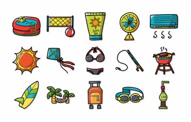 Yaz ve plaj simgeler kümesi, eps10