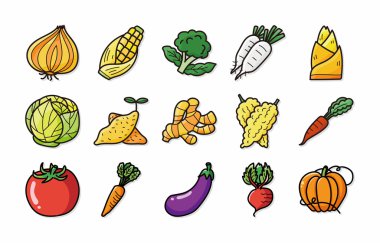 Sebze ve meyve simgeler kümesi, eps10
